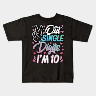 Peace Out Single Digits I'm 10 Year Old 10th Birthday Kids T-Shirt